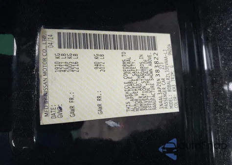 2014 Nissan Altima 2.5 S from USA, damaged, VIN 1N4AL3AP2EN383822